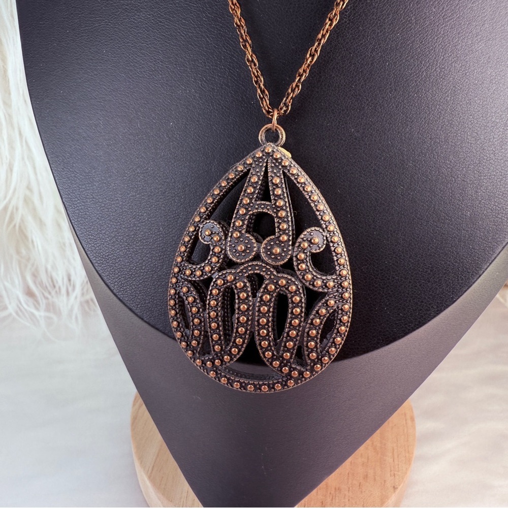Bohemian chic, long Brown Teardrop Pendant Necklace - Picture 5 of 12